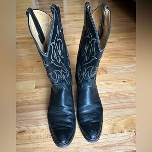 Justin -Black Leather Cowboy Boots